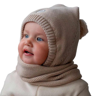 Комплект Шапка Гном утеплённая и снуд Наследникъ НВ-МТ-057-БЖ 1